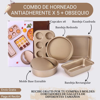 Nuevo Combo De Horneado Profesional Material PREMIUM X5 + 3 Moldes de Galletas De Obsequio 🥧