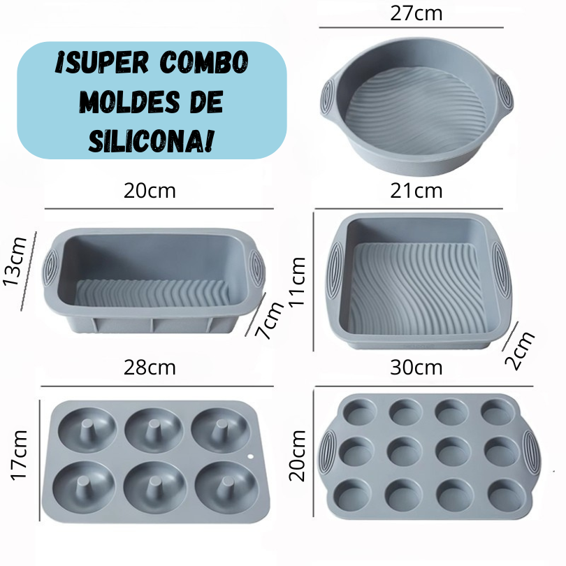 Nuevo Combo De Pastelería Profesional x5 En Silicona + 3 Moldes De Galletas De OBSEQUIO👩‍🍳🍞🧑‍🍳