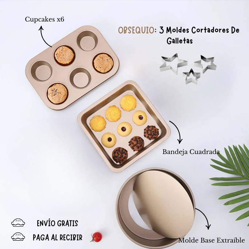 Nuevo Combo De Horneado Profesional Material PREMIUM X3 + 3 Moldes de Galletas De Obsequio