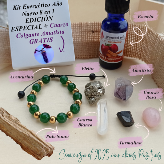 Kit Energético Año Nuevo 8 en 1 Edición Especial + Obsequio: Colgante Cuarzo Amatista